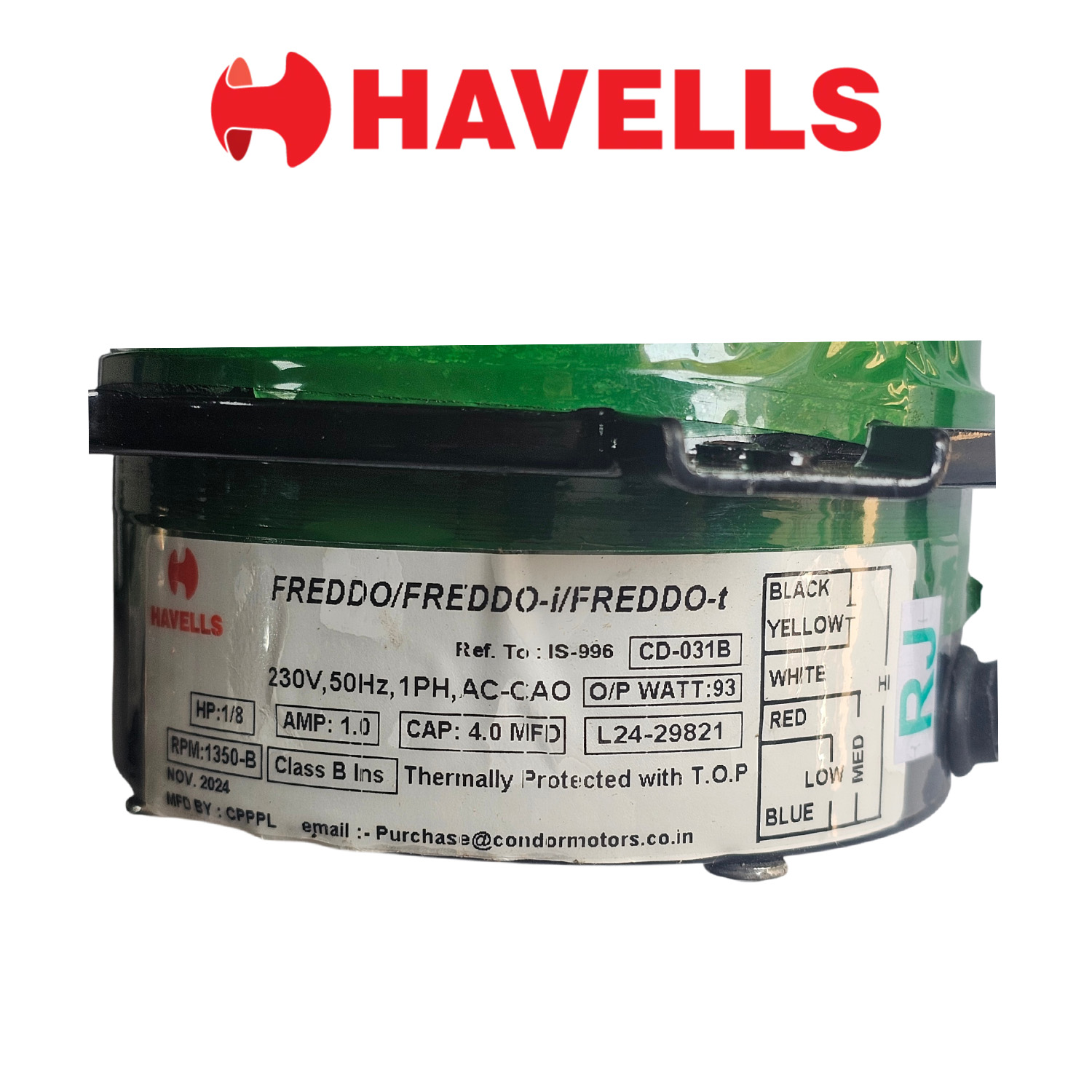 Havells Air Cooler Main Motor With Capacitor Clamp Desert for FREDDO & CELIA Models 02