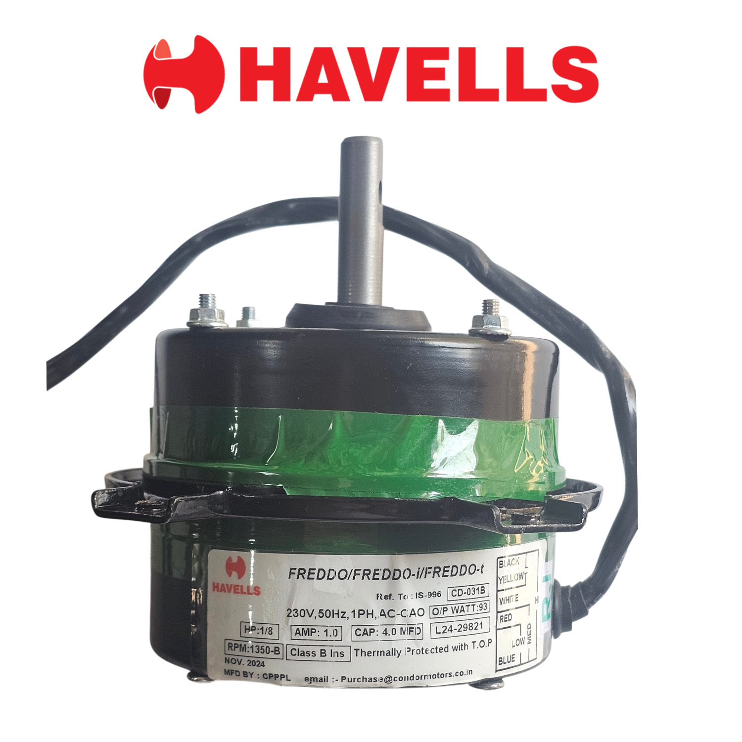 Havells Air Cooler Main Motor With Capacitor Clamp Desert for FREDDO & CELIA Models 03